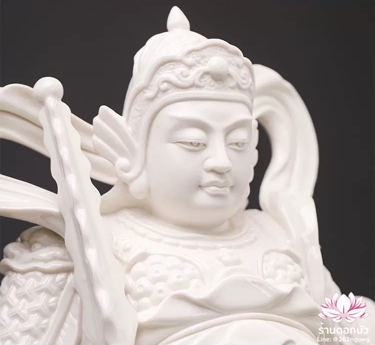 เทพเจ้ากวนอู และพระเวทโพธิสัตว์ (อุ่ยท้อผ่อสัก) ขนาด 12/16 นิ้ว สีขาว