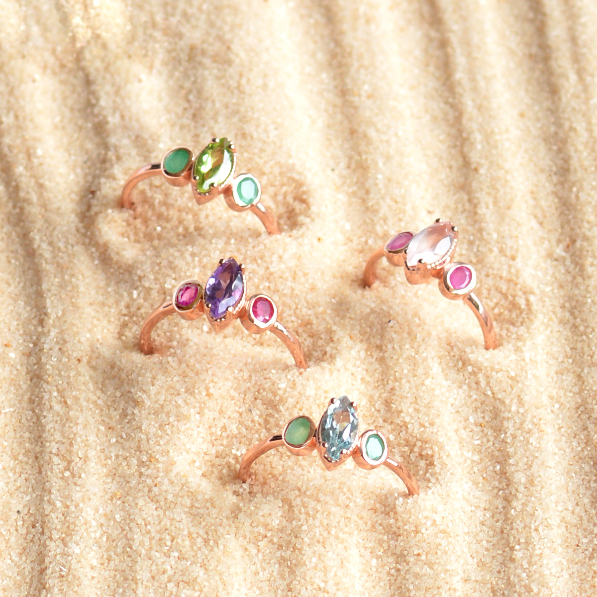 แหวนพลอยแท้รูปทรงมาร์คีย์ Marquise gemstone rings Magic collection