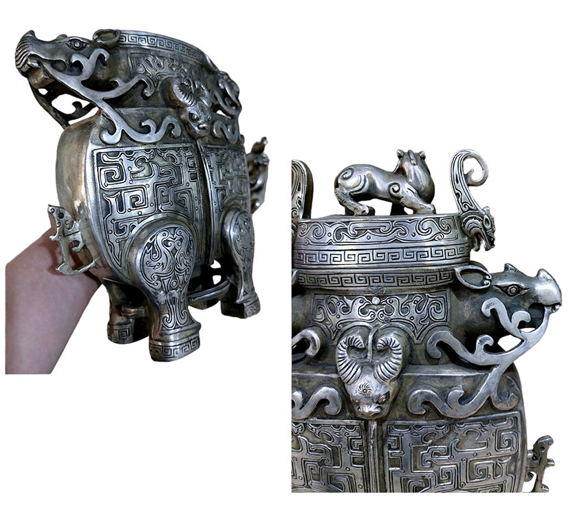 โถ แจกัน กระถางจุดกำยาน ของตกแต่งบ้านสัญลักษณ์มงคลจีน สูง 26cm