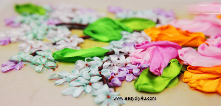งานปักริบบิ้นรูปดอกทิวลิปและไฮเดรนเยีย by Easy DIY ครอสติสคริสตัล