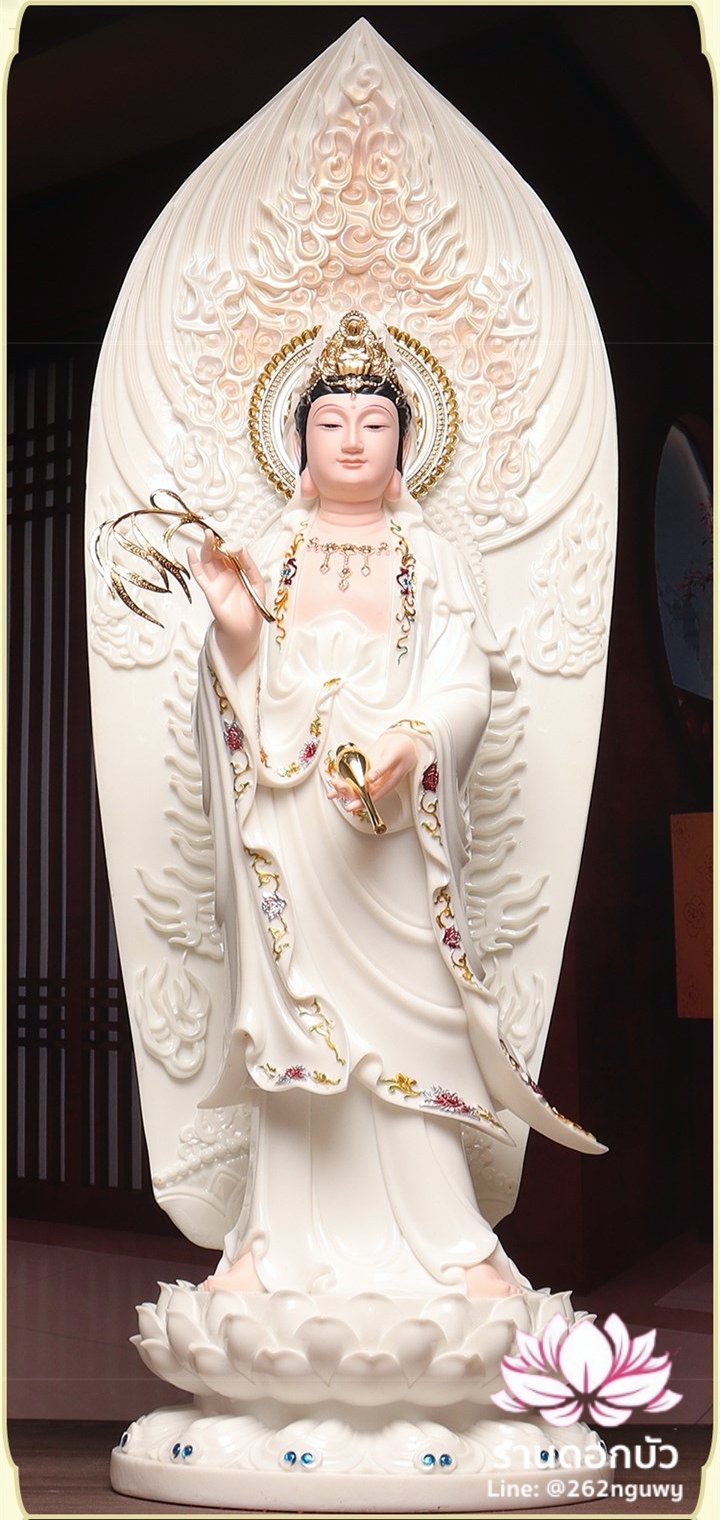 พระพุทธเจ้า (พระยูไล) พระโพธิสัตว์กวนอิม (กวนอิมผ่อสัก) พระมหาสถามปราปต์โพธิสัตว์ (ไต่ซีจี่ผ่อสัก) งานเรซิ่นคุณภาพสูง ขนาด 19 นิ้ว