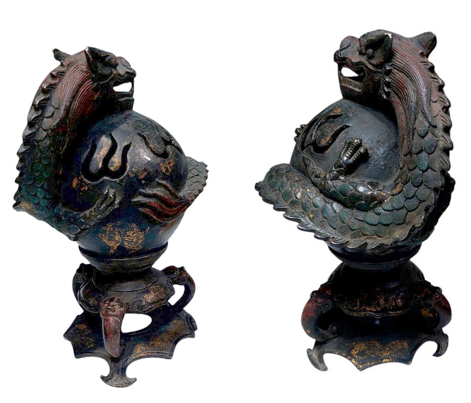 เตากำยาน ของแต่งบ้านสไตล์จีน--มังกรเล่นลูกแก้วหรือลูกไฟ