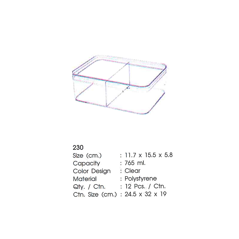กล่องเหลี่ยมใส 230