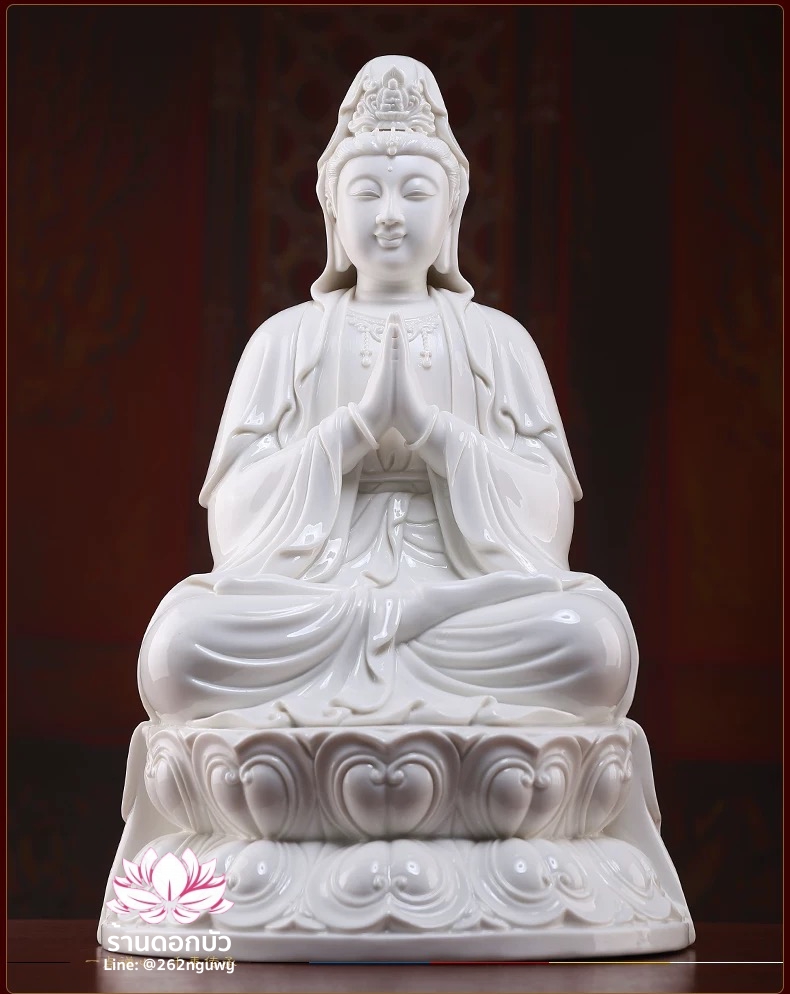พระโพธิสัตว์กวนอิม พระแม่กวนอิมโพธิสัตว์ ปางพนมมือ ประทับนั่งดอกบัว ขนาด 16 นิ้ว