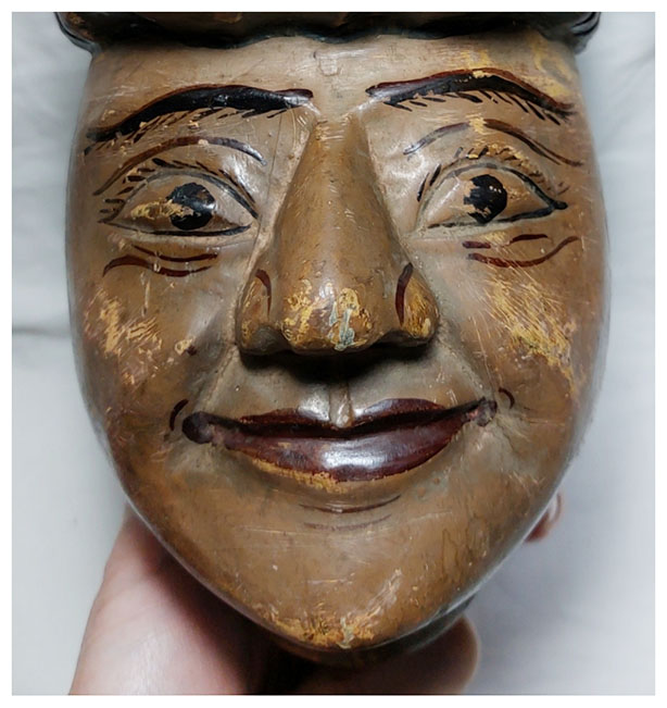 หัวหุ่นไม้แกะศิลปะพม่า(หัวโขน) สูงรวมฐาน 31cm