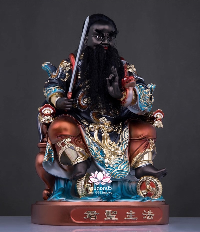 เตียวกงเสงกุ้น ฮวบจู่กง หรือ ฮวดจูกง ปางนั่งบัลลังก์มังกร งานเรซิ่นพรีเมียม ขนาด 12/16/19/24 นิ้ว