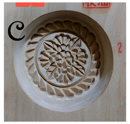 พิมพ์ไม้เคาะ พิมพ์ขนม พิมพ์ขนมไหว้เจ้า พิมพ์ขนมลายดอก กลม เบอร์2 (ขนาดประมาณ7cm-7.5cm)