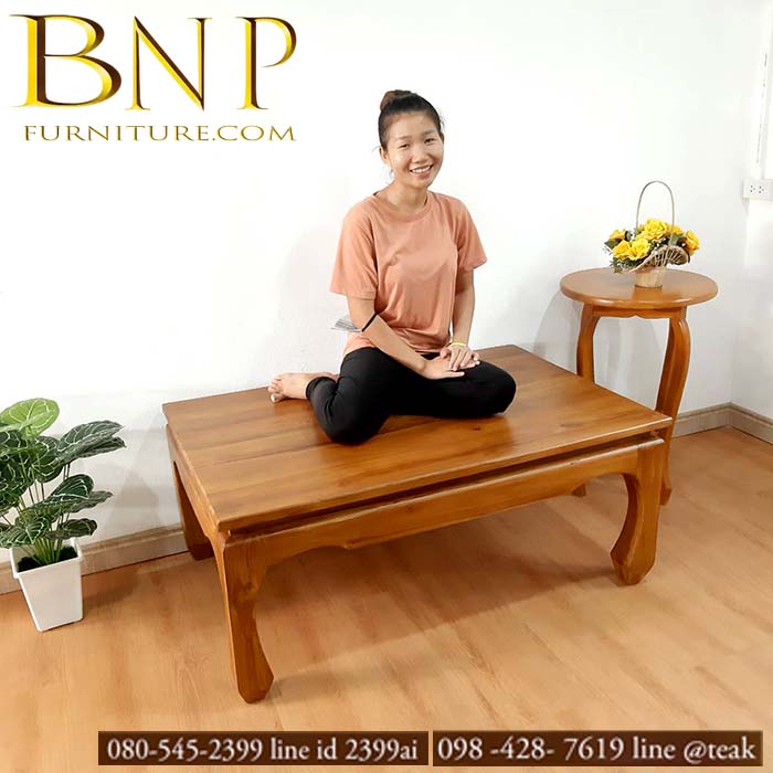 ตั่งนั่งไม้สักเเท้ 80x120x50 ซม.