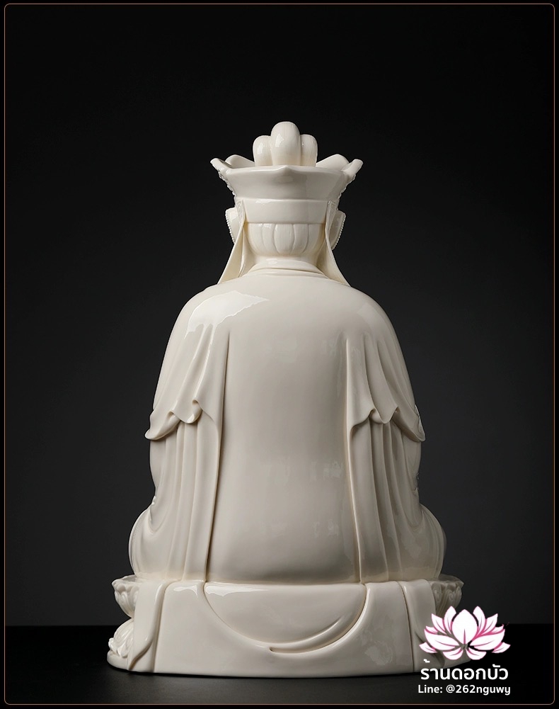 พีลูกวนอิม พระโพธิสัตว์กวนอิมปางสำเร็จธรรม ฝีมือช่างระดับอาจารย์ สีขาวงาช้าง ขนาด 17 นิ้ว