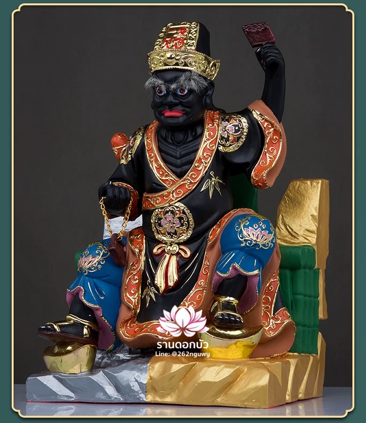 ชิดเอี๋ยโป๊ยเอี๋ย ตั่วแปะหยี่แปะ ยมฑูตขาวดำ ปางนั่งบัลลังก์เหยียบก้อนเงิน งานเรซิ่น ขนาด 16 นิ้ว