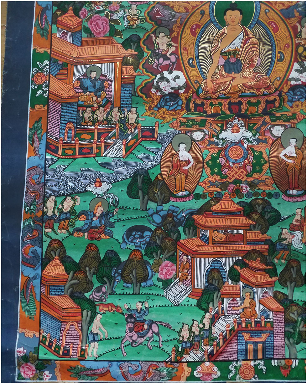 ภาพวาดทังก้า Life of Buddha หรือพุทธประวัติ ศิลปะทิเบต