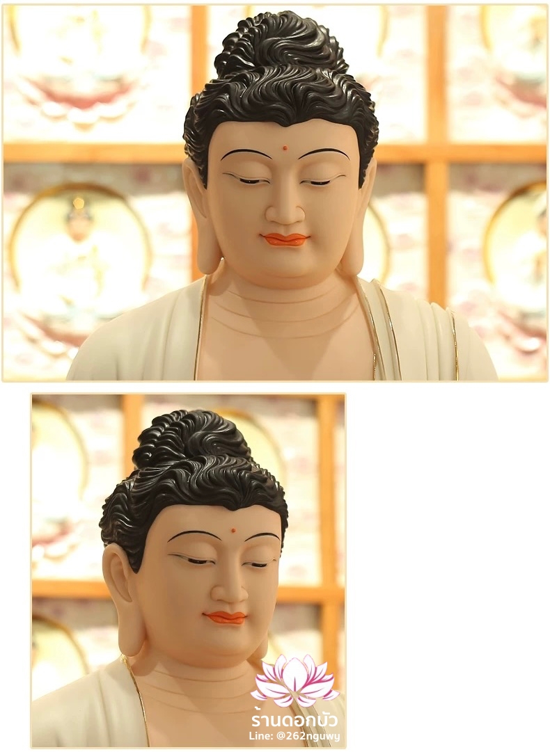 พระพุทธเจ้า พระโพธิสัตว์กวนอิม พระมหาสถามปราปต์ ปางประทับนั่งดอกบัว ขนาด 22 นิ้ว