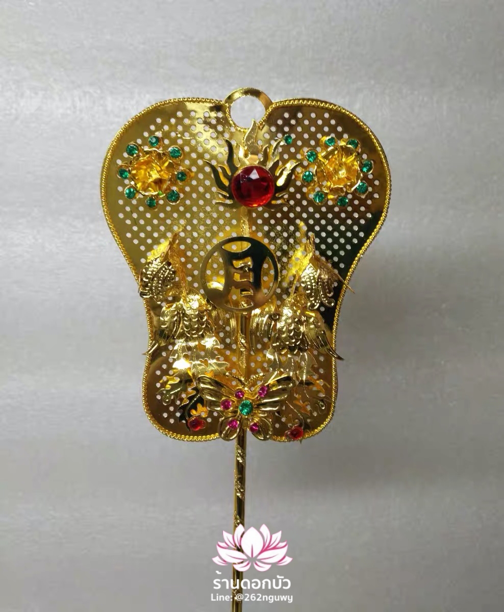 พัดประดับกิมซิ้น พัดเทวรูปจีน พระอาทิตย์และพระจันทร์