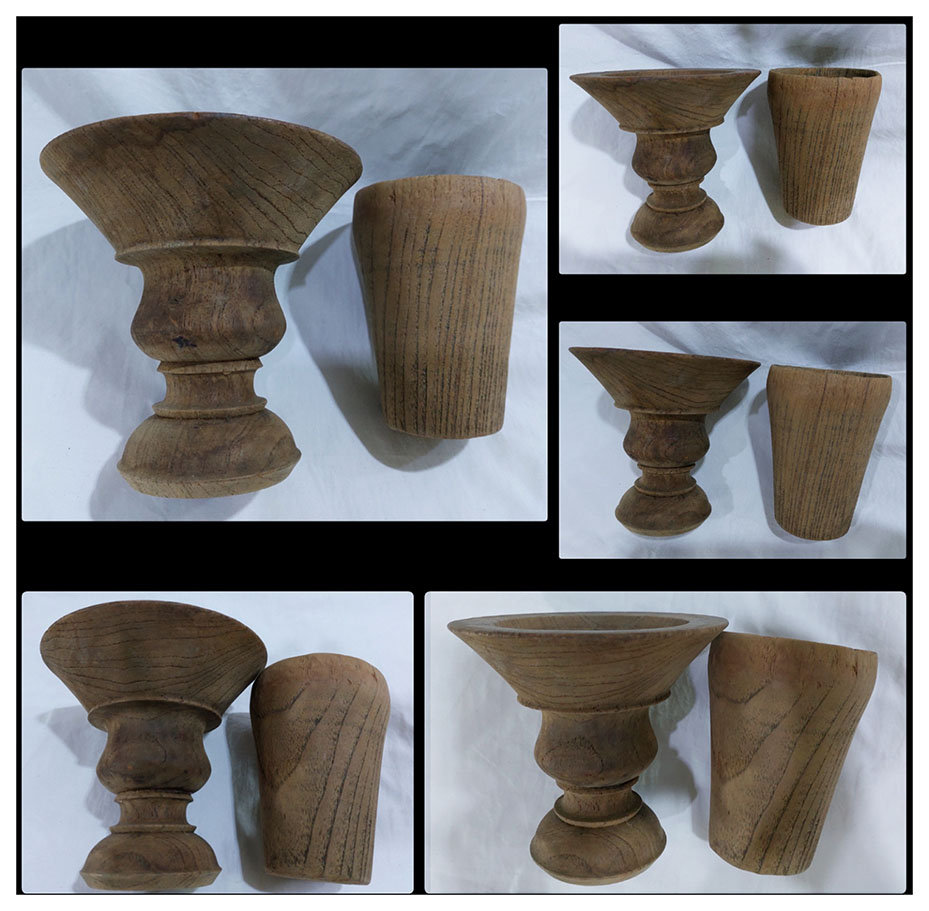 งานไม้เก่า2ชิ้น -พานและถ้วยไม้สัก ขนาดเล็ก ขายรวม