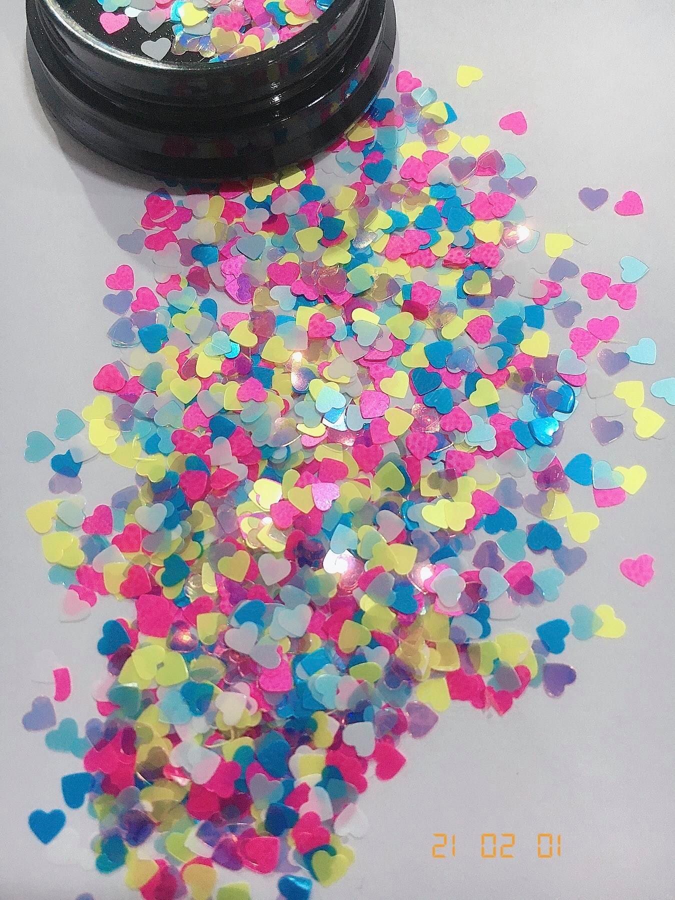 SKU-00445 กลิตเตอร์หัวใจคละสี