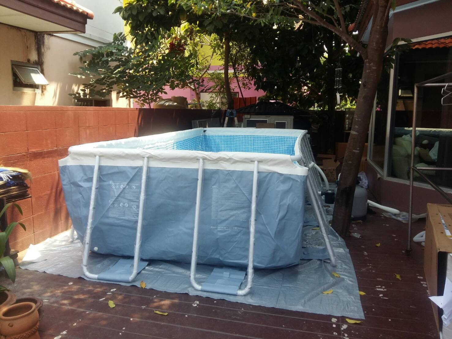 สระน้ำสำเร็จรูป สระน้ำขนาดใหญ่ Intex Prism Frame Pool สระน้ำรุ่นใหม่ ขนาด 16 ฟุต ระบบกรองเกลือ-ทราย