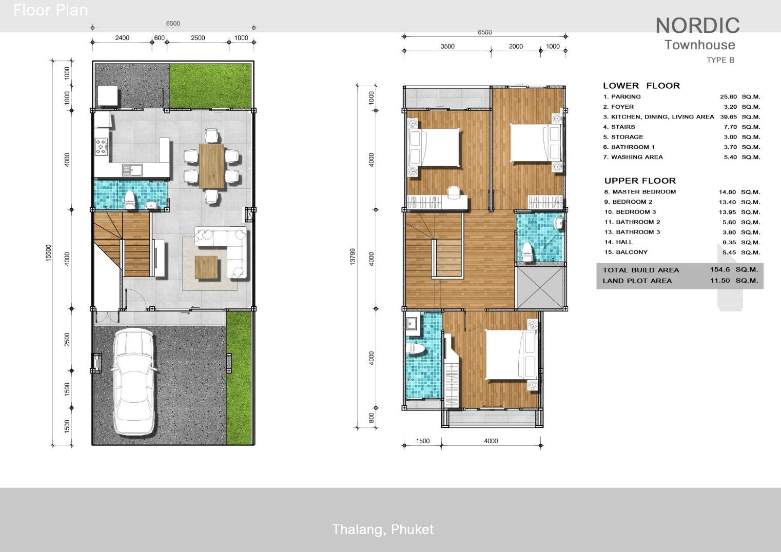 For Sales : Thalang, 2-story townhome, 3 bedrooms 3 bathrooms