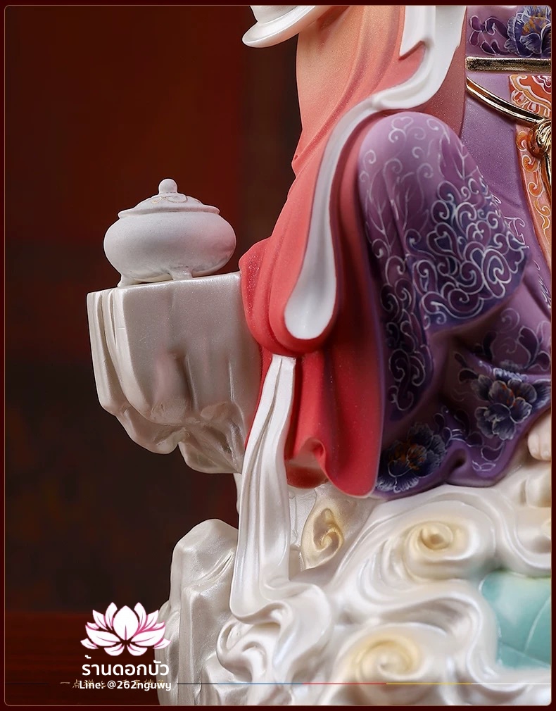 ตี่บ้อเนี่ยเนี้ย ตี่บ้อเหนียวเหนียว พระแม่ธรณีจีน ปางประทับนั่งบัลลังก์ งานกระเบื้องฮกเกี้ยนคุณภาพสูง ขนาด 12 นิ้ว