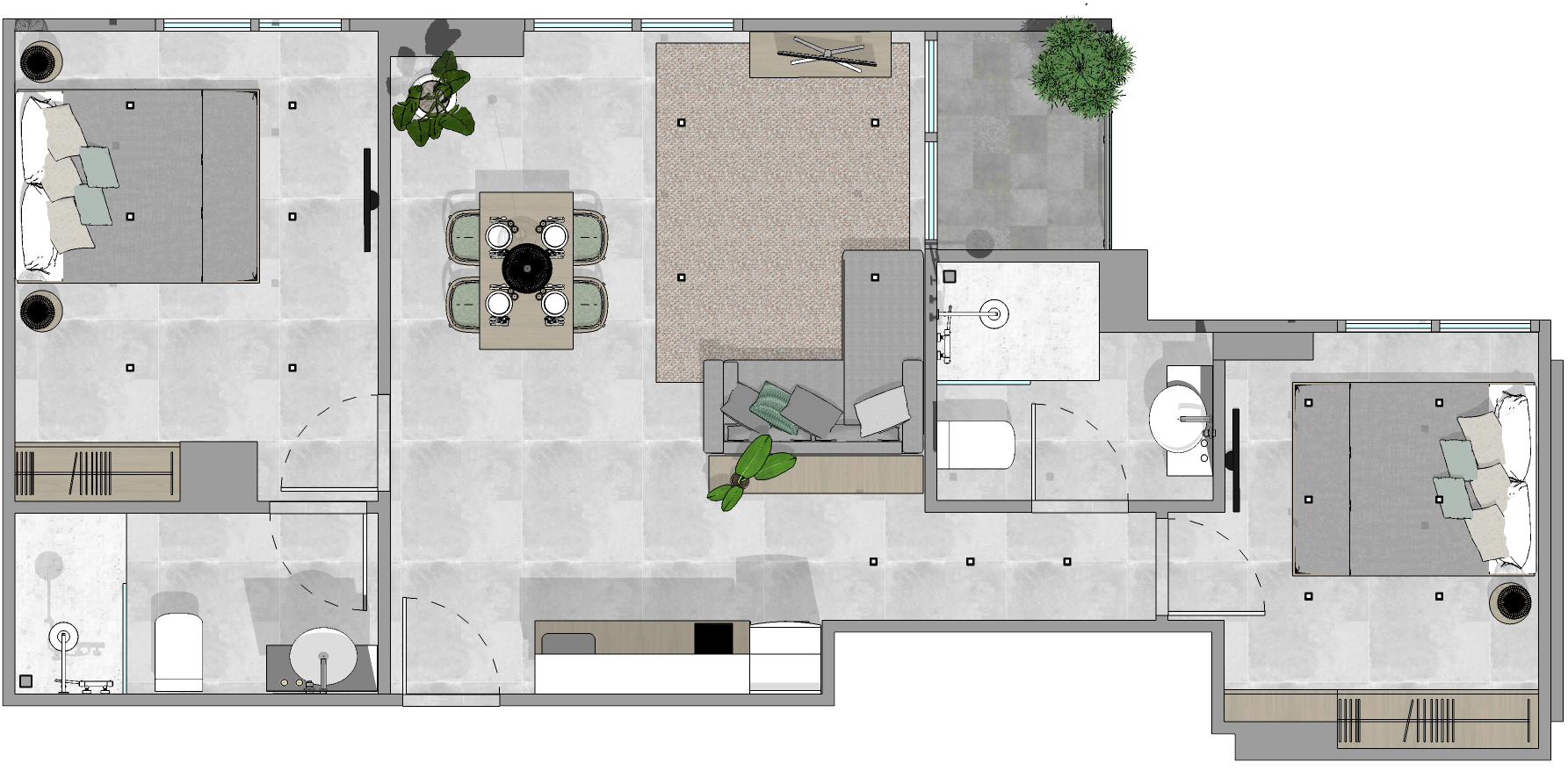 For Rent : Condo in Chalong area Tower III, 2 Bedroom 2 Bathroom, 5th flr.