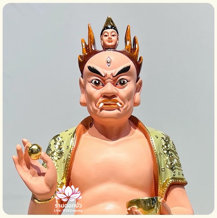 ไต่สือเอี๊ย พ้อต่อกง กวนอิมไต่ซือ เทพเจ้าสายนรก ปางนั่ง งานเรซิ่น ขนาด 16 นิ้ว