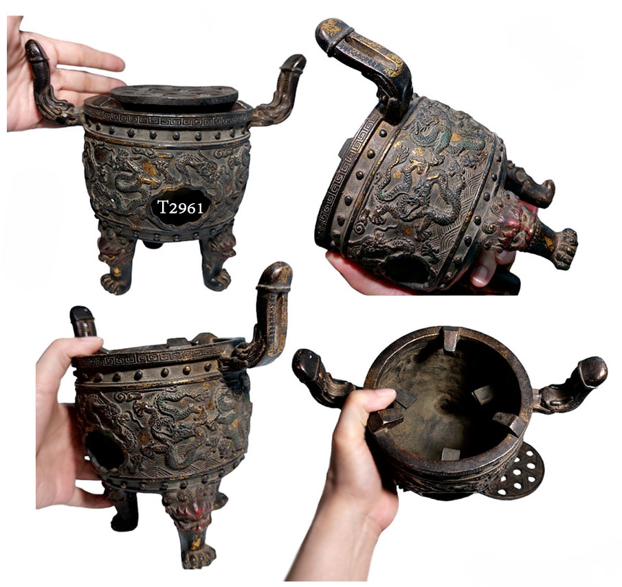 เตากำยาน ของสะสม ของตกแต่งบ้าน ของตกแต่งร้าน สไตล์จีนโบราณ -ในรูปแบบเตาถ่านลายมังกร