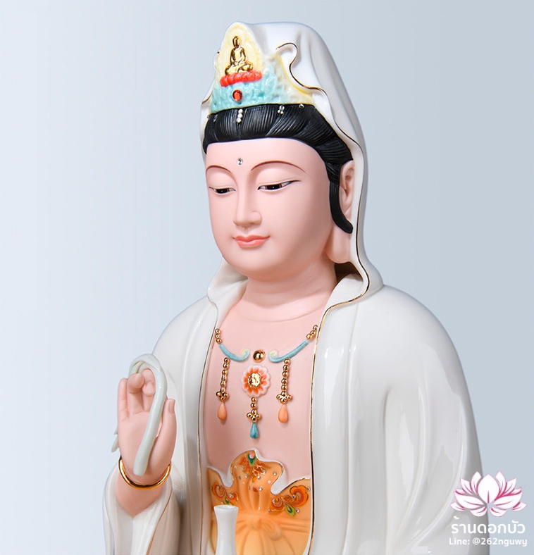 พระพุทธเจ้า (พระยูไล) พระโพธิสัตว์กวนอิม (กวนอิมผ่อสัก) พระกษิติครรภโพธิสัตว์ (ตี่จั่งอ๊วงผ่อสัก) และพระศรีอริยเมตไตรย (หมีเล่อฝอ) ขนาด 12/16/19 นิ้ว