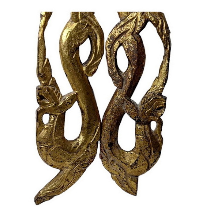 (คู่)พญานาคไม้เก่า สูง35cm