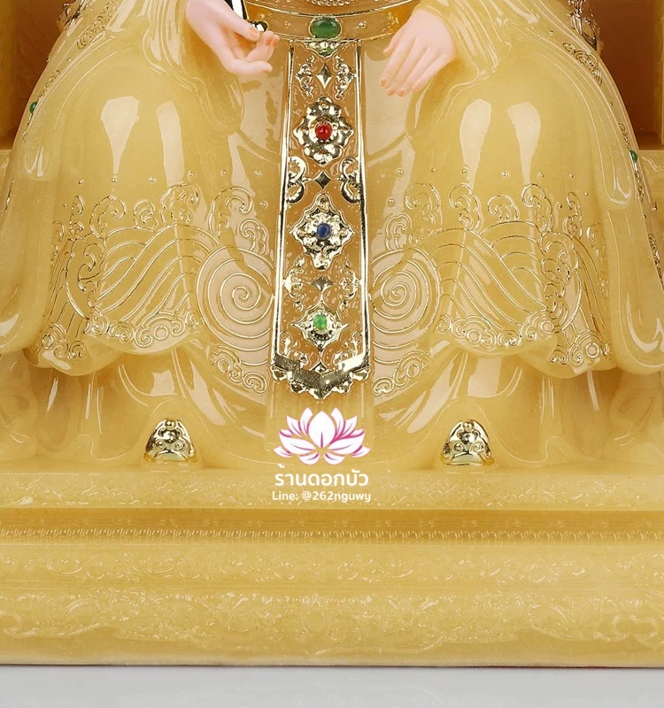 หม่าโจ้ว ม่าจ้อโป๋ เทียนส่งเซ่งโบ้ เทียนโหวเซี่ยบ้อ งานหินอ่อนคุณภาพสูง ขนาด 12/16/19 นิ้ว สีบุษราคัม