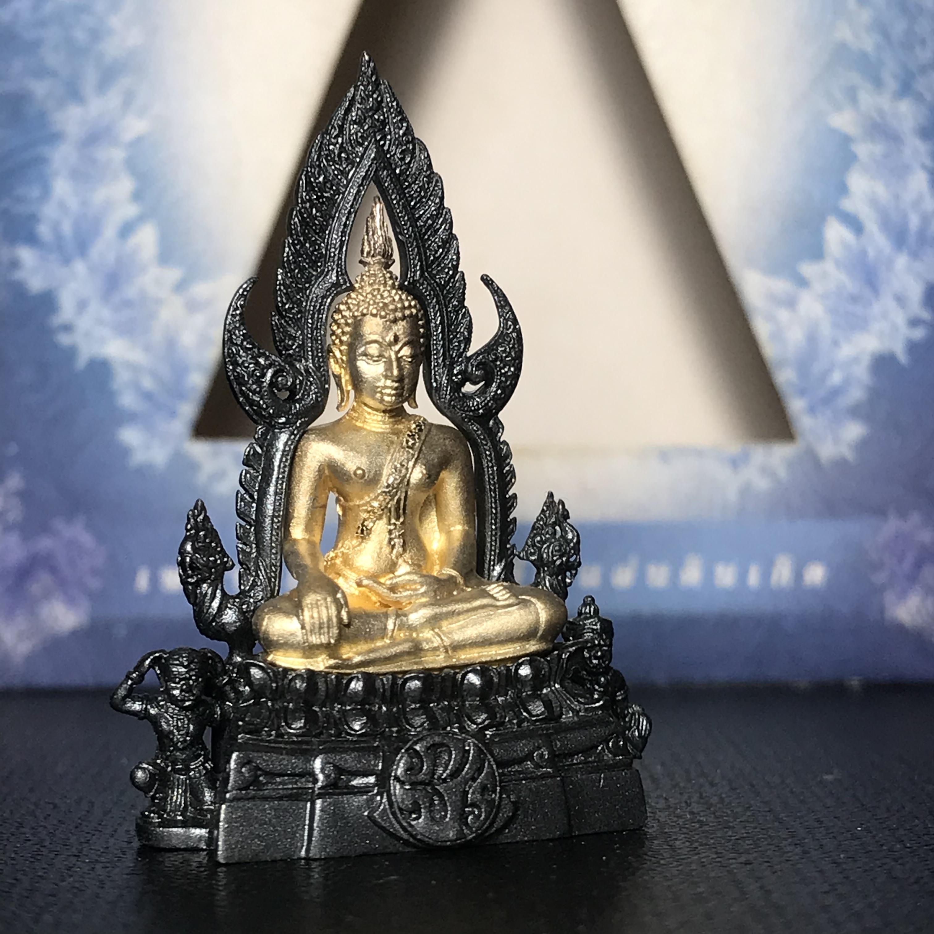 พระพุทธชินราช ภปร. โครงการ เพราะแผ่นดินนี้คือแผ่นดินเกิด เนื้อเงินชุบทองคำซุ้มรมดำ ปี2551 ขนาดหน้าตัก1/2นิ้ว (สวยงามหายาก)1ใน5000องค์