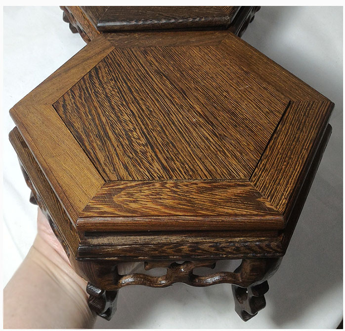 ฐานหรือกี๋ไม้จีน-หกเหลี่ยม 17cm