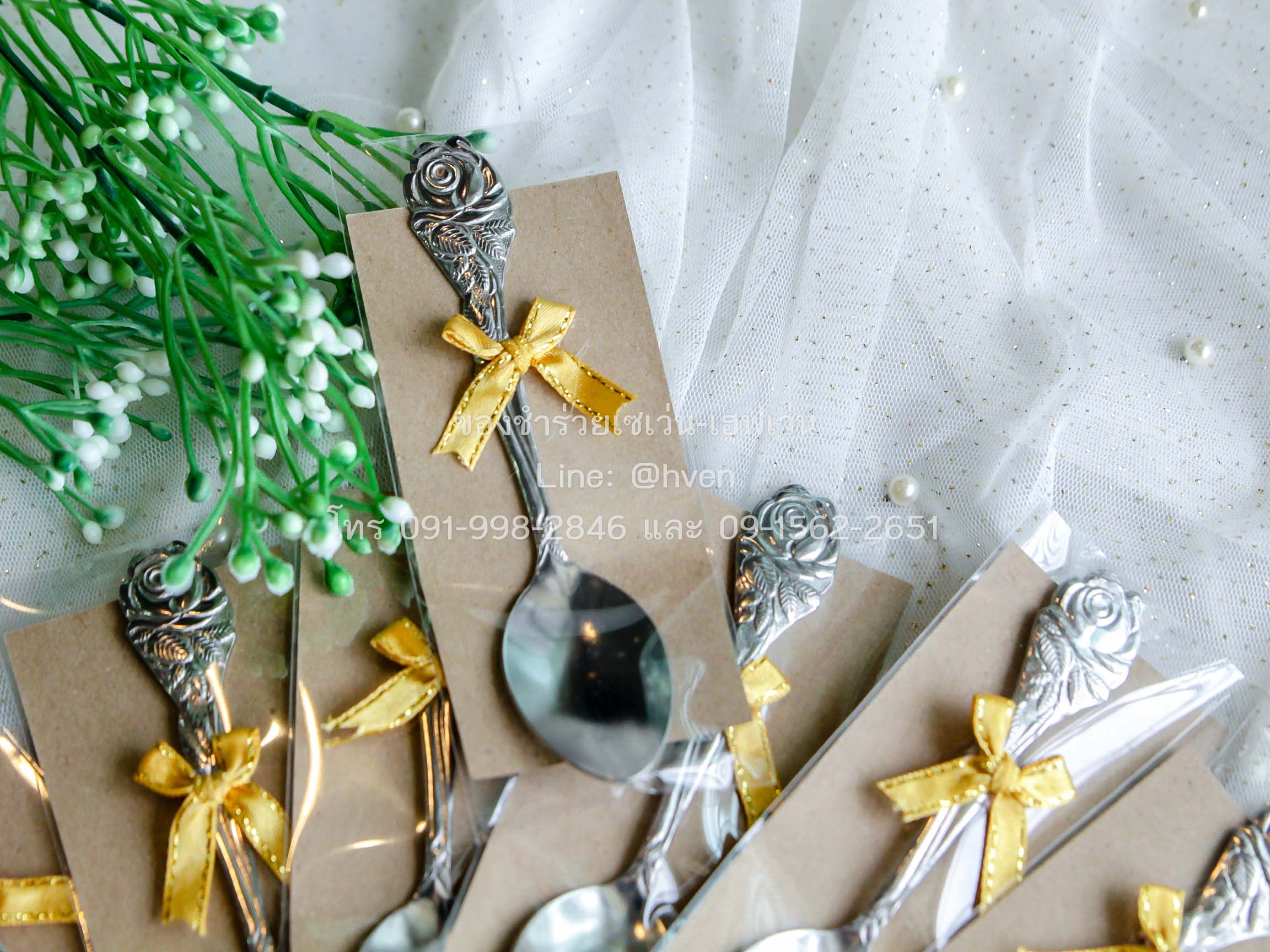 ของชำร่วยงานศพ ช้อนกาแฟ ช้อนขนม รองกระดาษคราฟท์