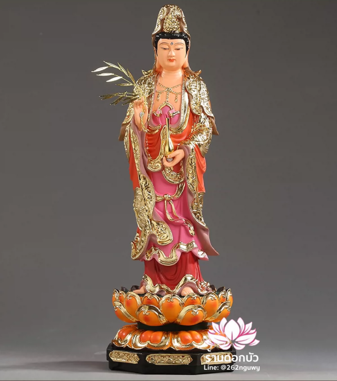 พระพุทธเจ้า (พระยูไล) พระโพธิสัตว์กวนอิม (กวนอิมผ่อสัก) พระมหาสถามปราปต์โพธิสัตว์ (ไต่ซีจี่ผ่อสัก) ปางยืนบนดอกบัว ขนาด 12/16/19/26 นิ้ว
