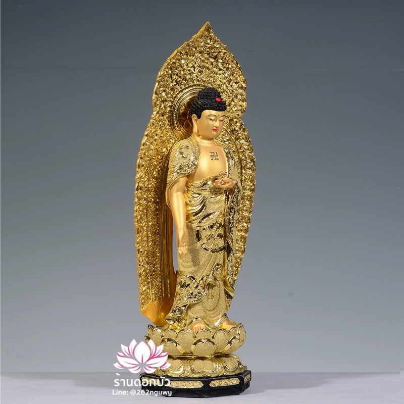 พระพุทธเจ้า (พระยูไล) พระโพธิสัตว์กวนอิม (กวนอิมผ่อสัก) พระมหาสถามปราปต์โพธิสัตว์ (ไต่ซีจี่ผ่อสัก) ปางยืนบนดอกบัว ขนาด 16/19/26/36 นิ้ว