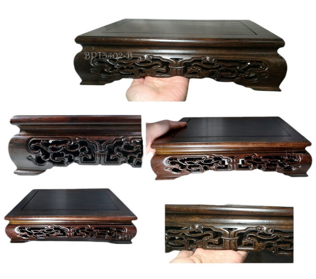 กี๋หรือฐานไม้สไตล์จีน สี่เหลี่ยมผืนผ้า--BPT3402--