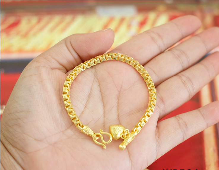 สร้อยข้อมืออิฐบล็อกตัดลาย 1 บาท รหัส 504