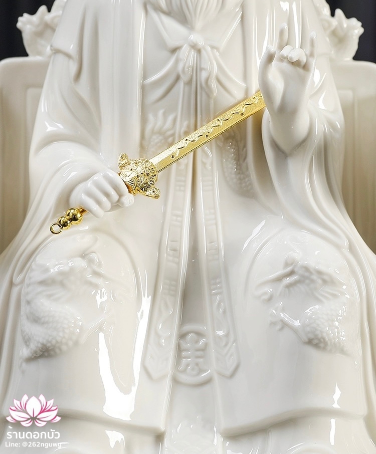 เตียวเทียนซือ เตียวฮู้เทียนซือ จางเทียนซือ ปางนั่งบัลลังก์มังกร งานกระเบื้องฮกเกี้ยน ขนาด 12/16 นิ้ว