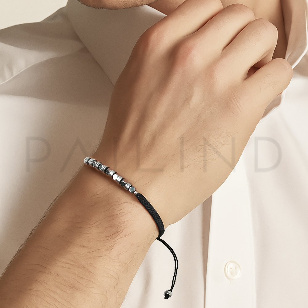 สร้อยข้อมือเชือกถักแฟชั่น พลอย HEMATITE