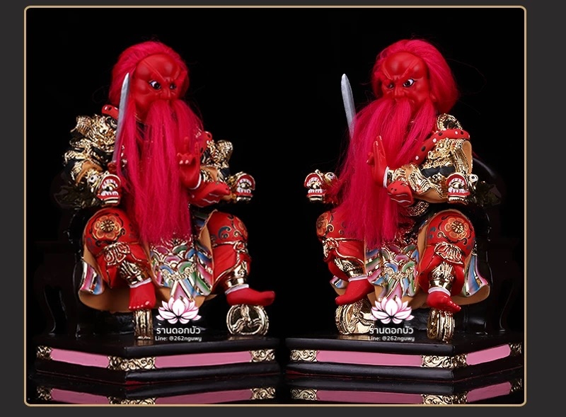 หวดจูเซ่งกุ๊น 3 พี่น้อง ฮวบจู่กง หรือ เตียวกงเสงกุ้น เชี่ยวกงเสงกุน (เขียว) และอั่งกงเสงกุ้น (แดง) ขนาด 12 นิ้ว