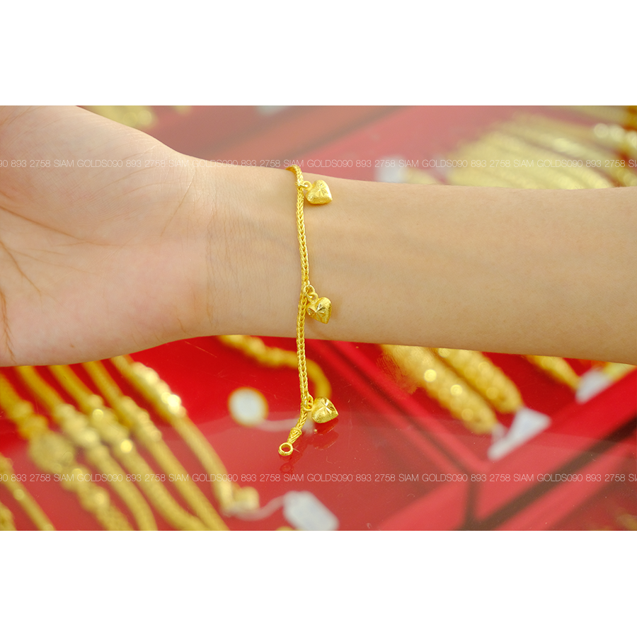 สร้อยข้อมือสี่เสา จี้หัวใจ 2 สลึง รหัส 714