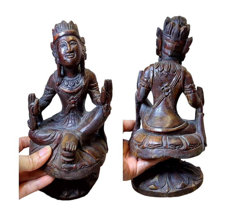 Lokanat เทพผู้คอยดูแลรักษาความสงบสุขของจักรวาล ไม้แกะ งานเก่า สูง23cm