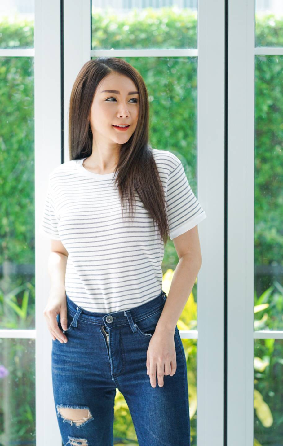 ริ้วจั้มแขนสั้น