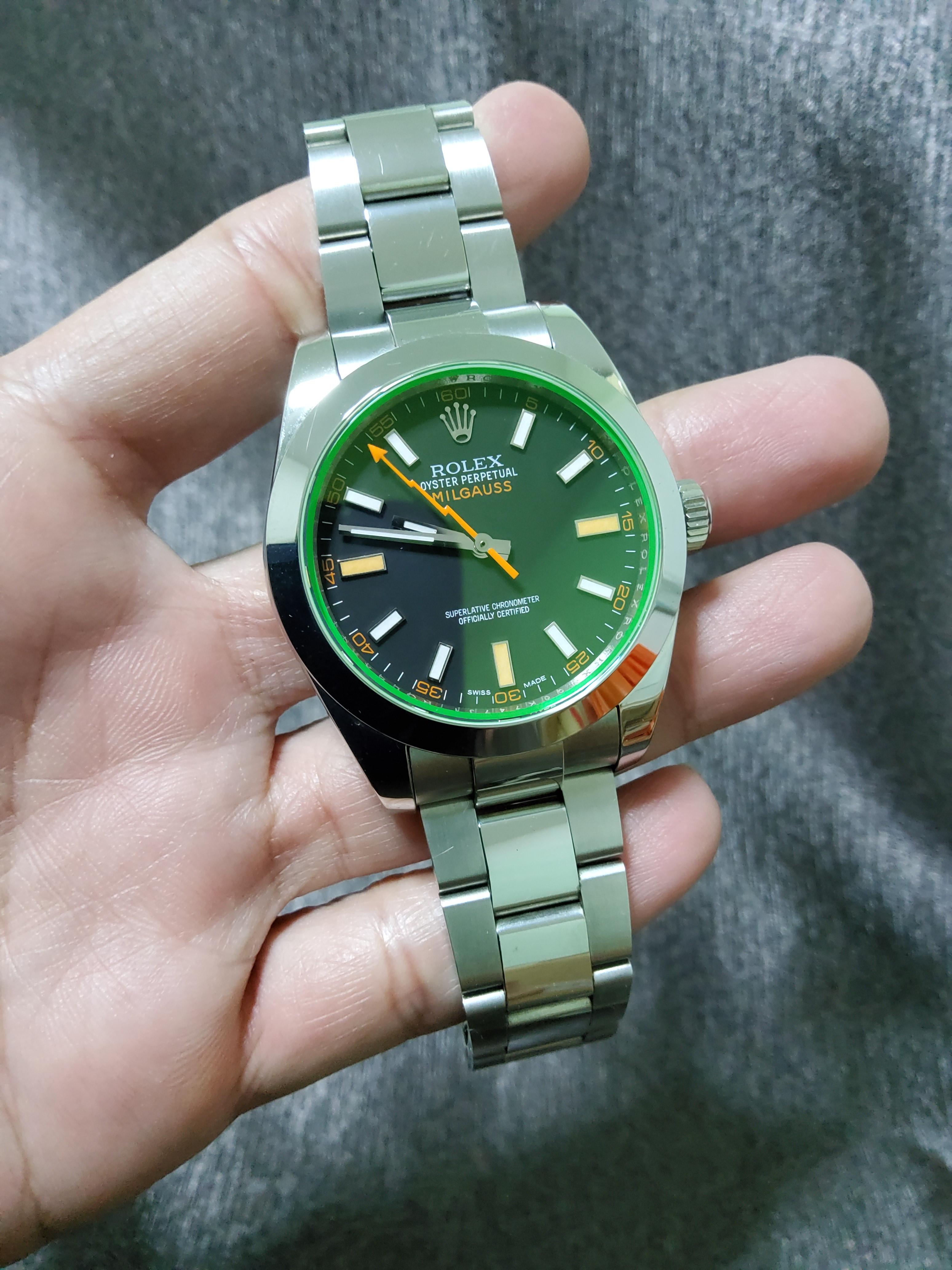 USED ROLEX MILGAUSS (40MM.) กลไกโคลน ROLEX 3035