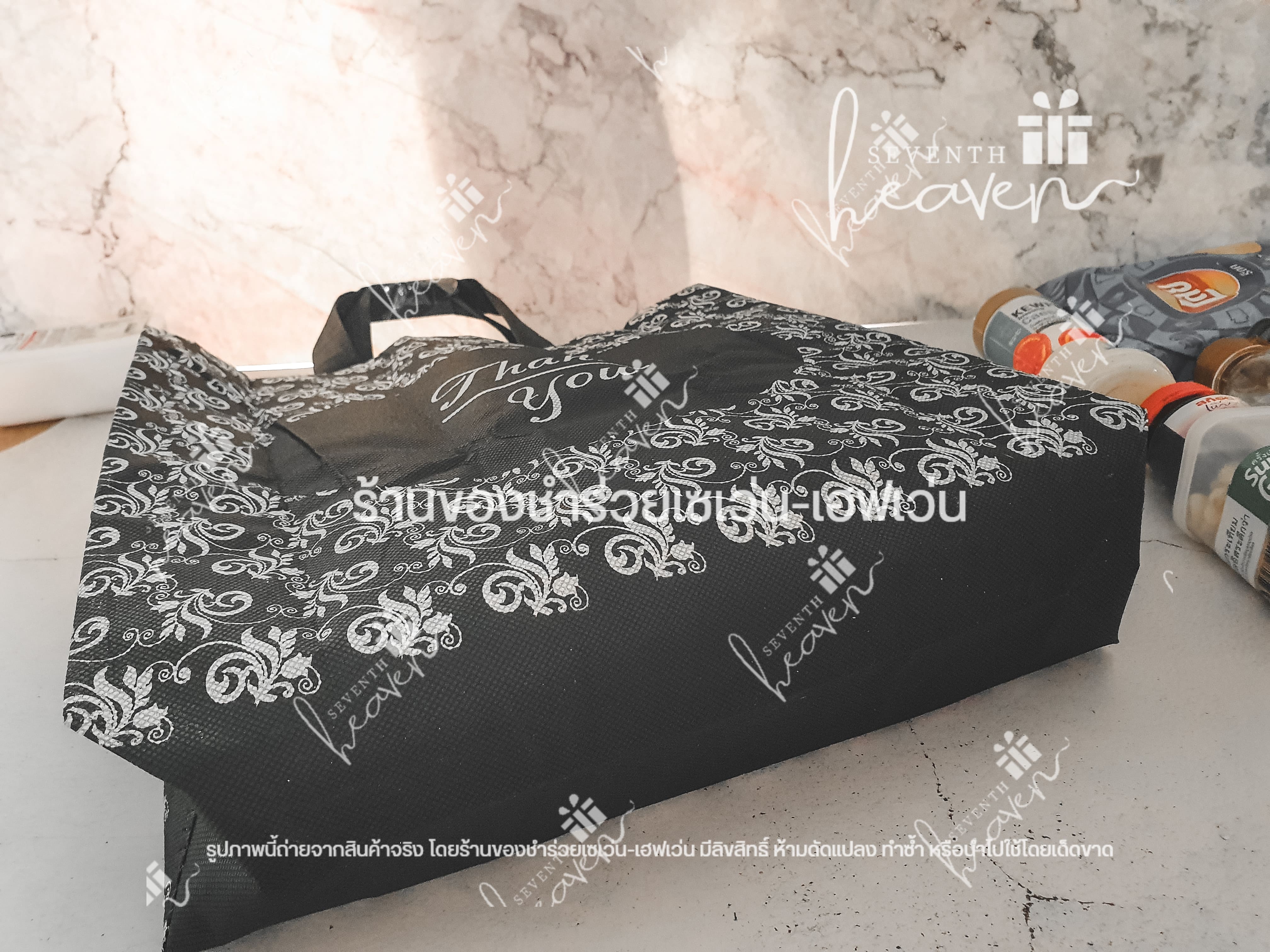 ของชำร่วยงานศพ กระเป๋าผ้าสปันบอนด์ Thank you