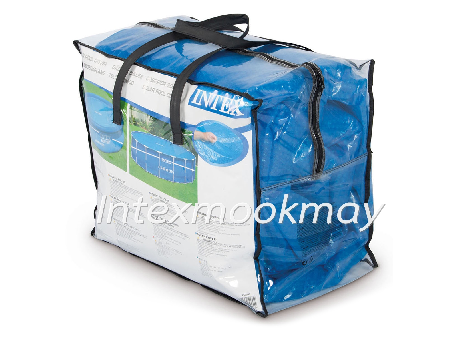 Intex 29027 + 28051 Solar Cover 24 ฟุต + ผ้าคลุมสระกันแดดพร้อมโรลเลอร์ม้วนเก็บสระ 24 ฟุต