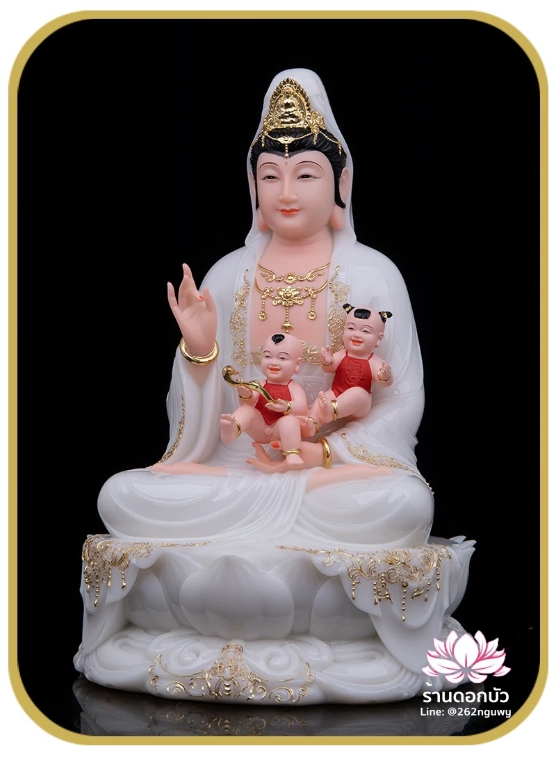 พระโพธิสัตว์กวนอิมปางประทานบุตร พระแม่กวนอิมประทานบุตร งานหินอ่อนคุณภาพสูง ขนาด 12/16/19/26 นิ้ว