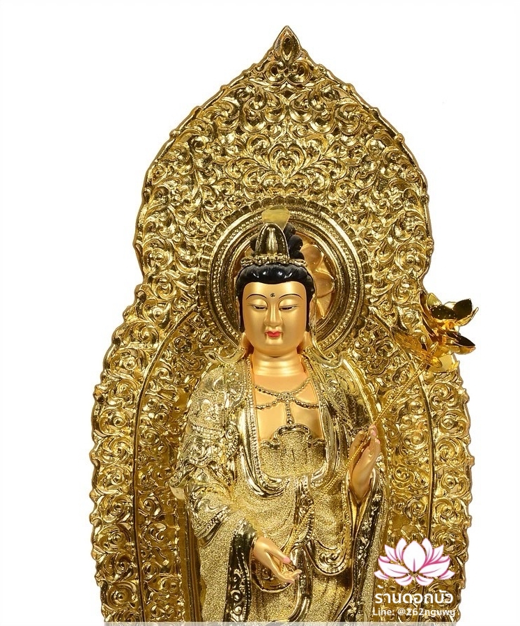พระพุทธเจ้า (พระยูไล) พระโพธิสัตว์กวนอิม (กวนอิมผ่อสัก) พระมหาสถามปราปต์โพธิสัตว์ (ไต่ซีจี่ผ่อสัก) ปางยืนบนดอกบัว ขนาด 16/19/26/36 นิ้ว