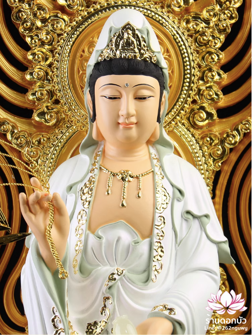พระพุทธเจ้า (พระยูไล) พระโพธิสัตว์กวนอิม (กวนอิมผ่อสัก) พระมหาสถามปราปต์โพธิสัตว์ (ไต่ซีจี่ผ่อสัก) ปางยืนบนดอกบัว ขนาด 12/16/19/26/36 นิ้ว