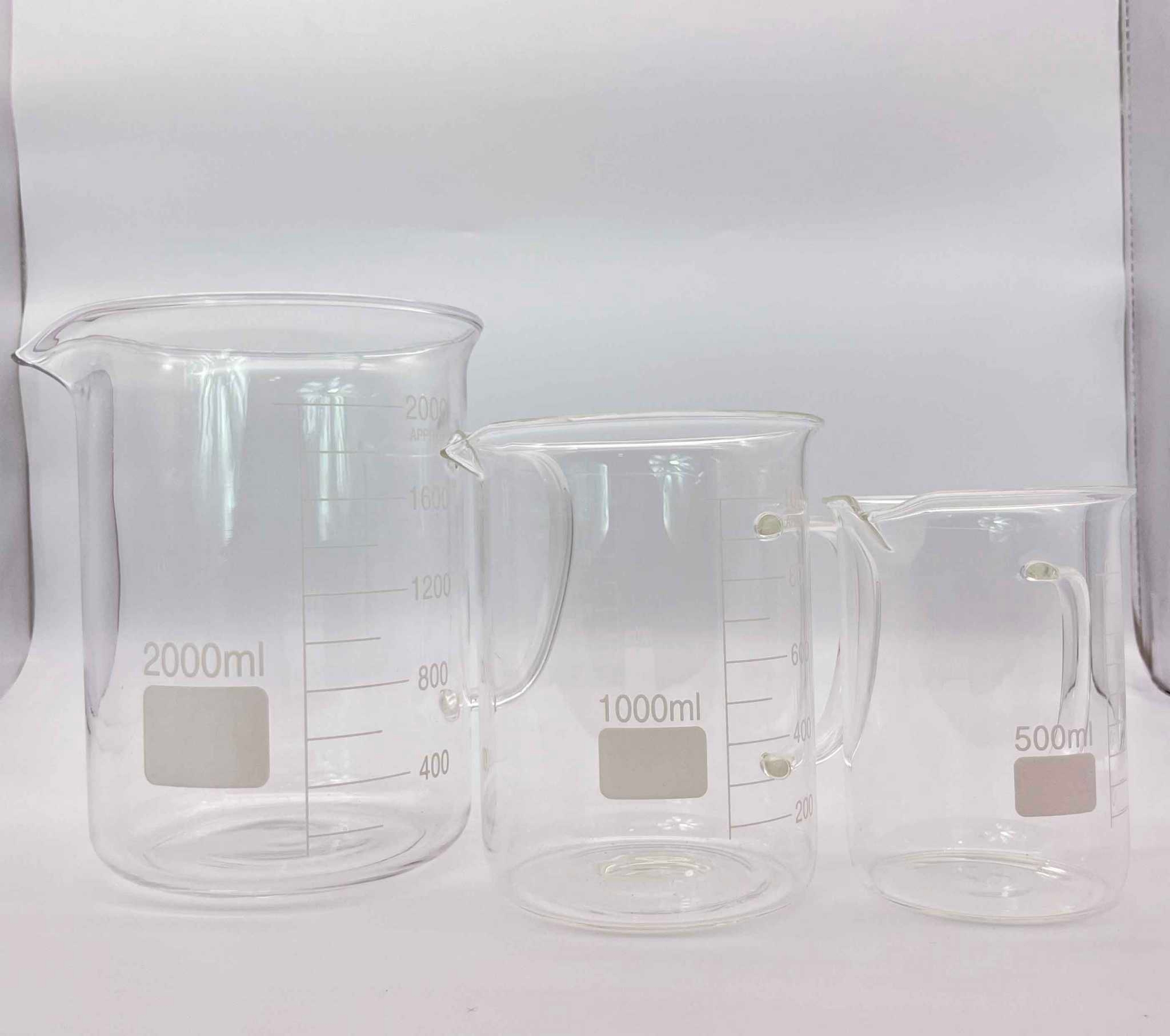 บีกเกอร์แก้วแบบมีหู Beaker with handle ขนาด 500/1000/2000 ml ราคาถูก ขายดี