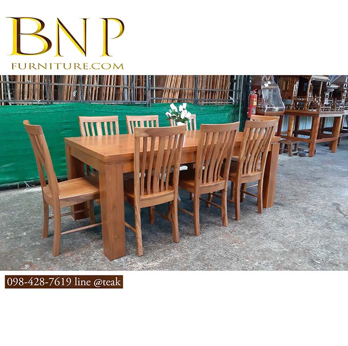 โต๊ะทานข้าวไม้สักรุ่น มายรีเเลกซ์ ( 8 ที่นั่ง )