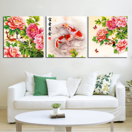ดอกโบตั๋นและปลาคราฟ (เซ็ตละ 2000 บาท 1 เซ็ตมี 3 รูป)